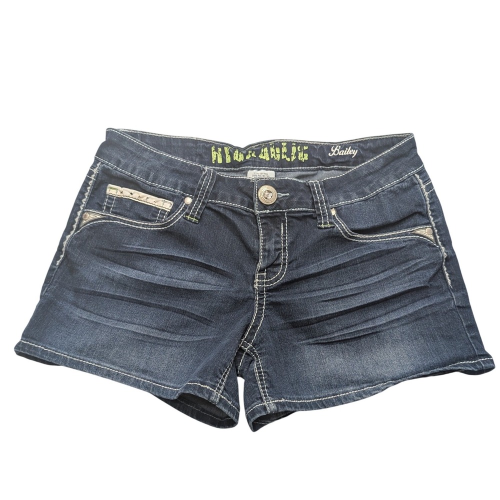 Y2K Hydraulic Bailey Denim Shorts Womens 11/12 Dark Wash Embellished Low Rise